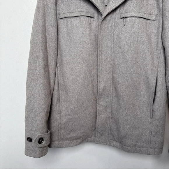 London Fog Mens Small Tan Wool Stand Collar Hip Length Coat Jacket - Picture 7 of 14